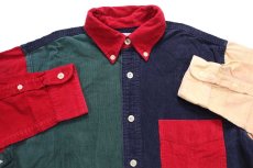 画像3: 90s J.CREW クレイジーパターン ボタンダウン コットン コーデュロイシャツ S (3)