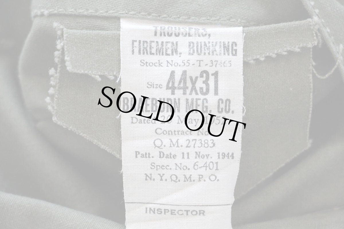 画像5: 50s 米軍 U.S.ARMY ファイヤーマン オーバーパンツ サスペンダー付き オリーブドラブ 44★特大 (5)