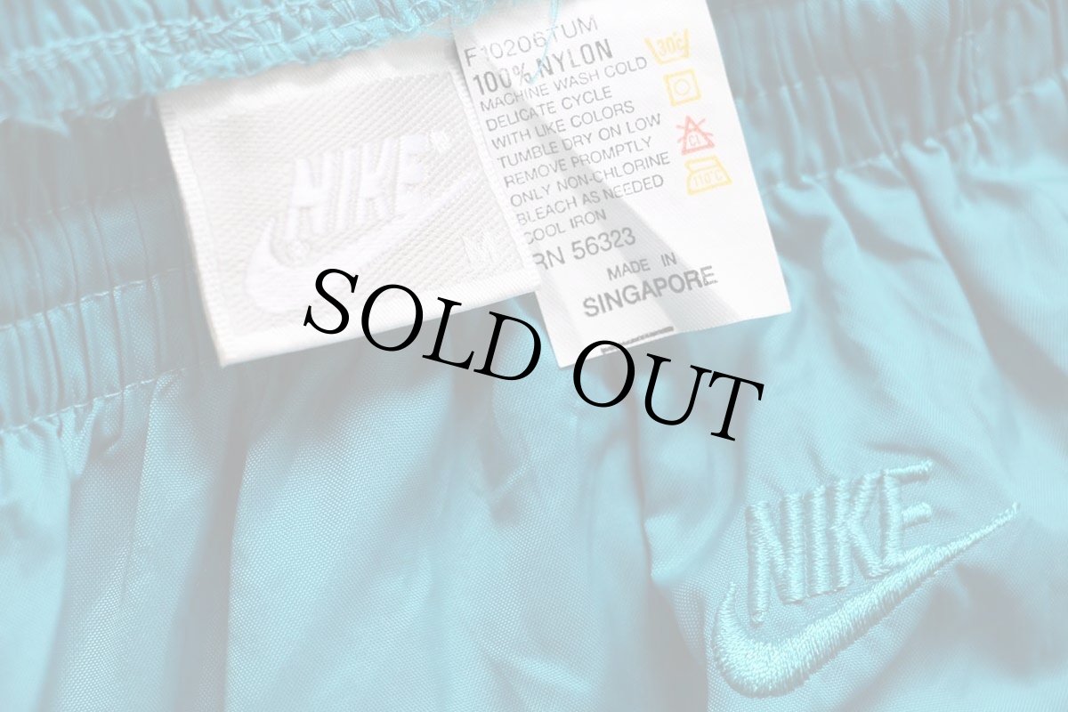 画像6: 90s NIKEナイキ ワンポイント ナイロンパンツ 青緑 M (6)