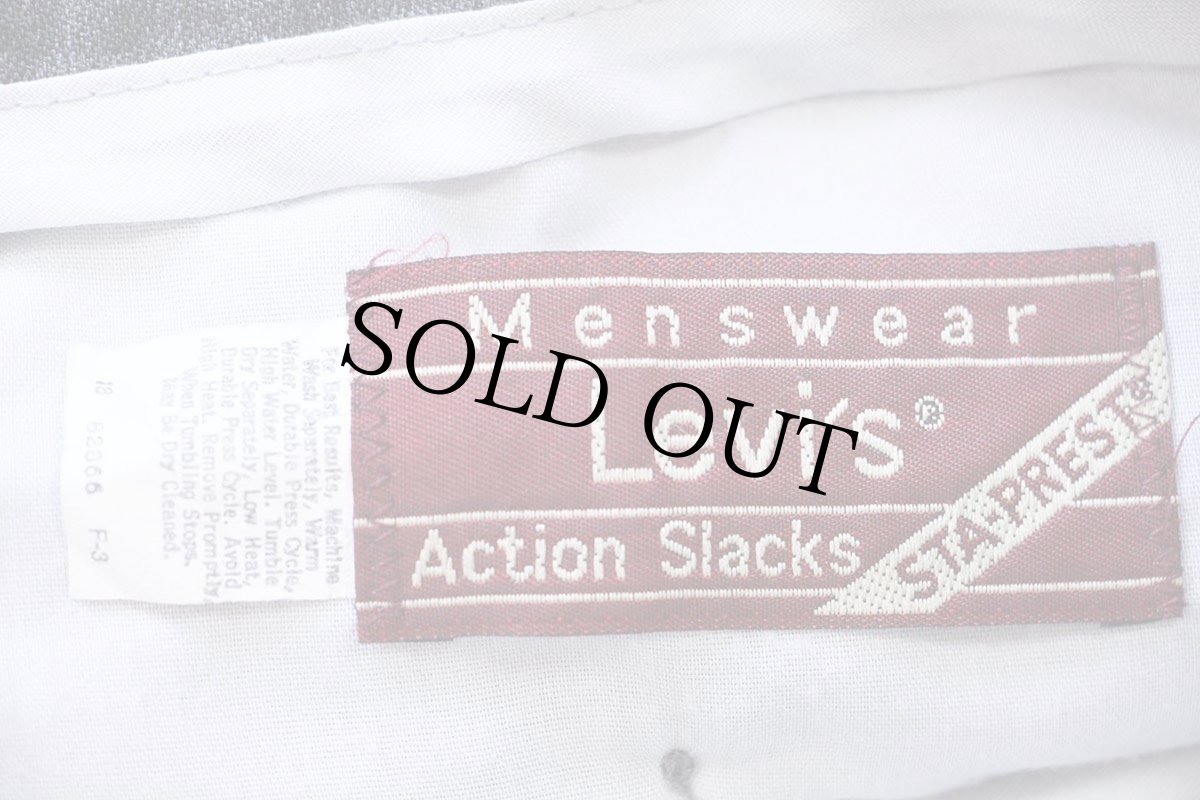 画像6: 80s Levi'sリーバイス Action Slacks STA-PRESTスタプレ フレア スラックス ポリエステルパンツ 杢グレー w36 (6)