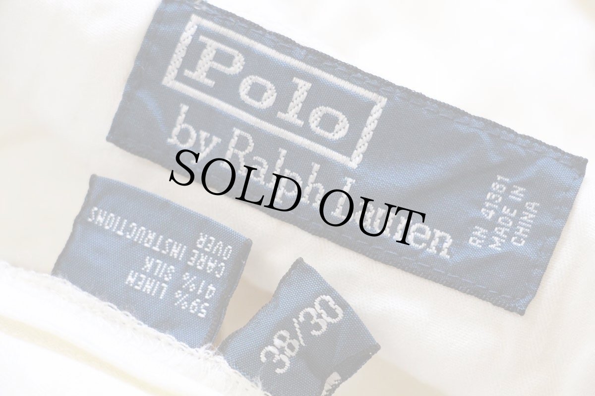 画像6: 00s ポロ ラルフローレン スラックス リネン×シルクパンツ アイボリー w38 (6)