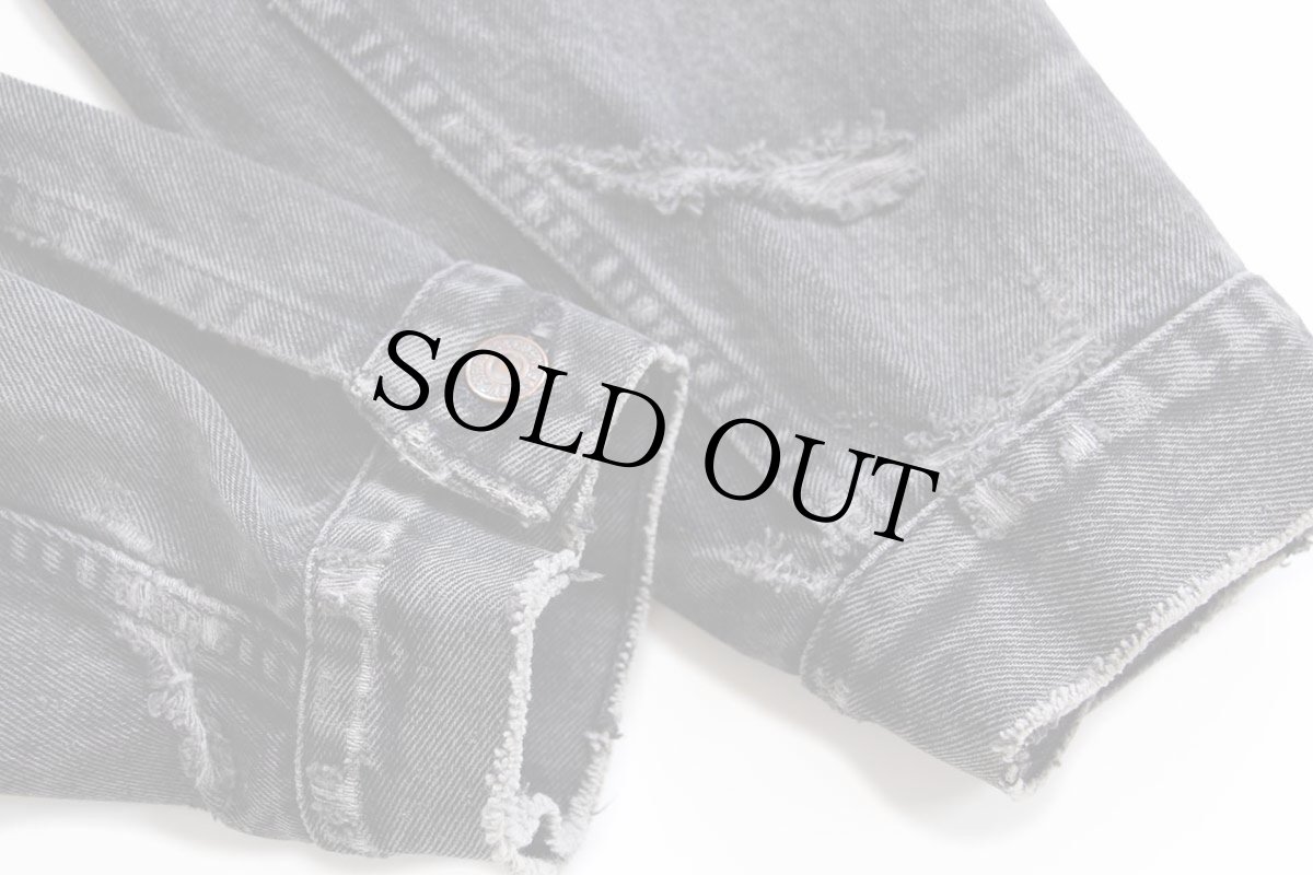 画像8: 90s USA製 Levi'sリーバイス 70507 ブラック デニムジャケット 4ポケット ボロ 特大 (8)