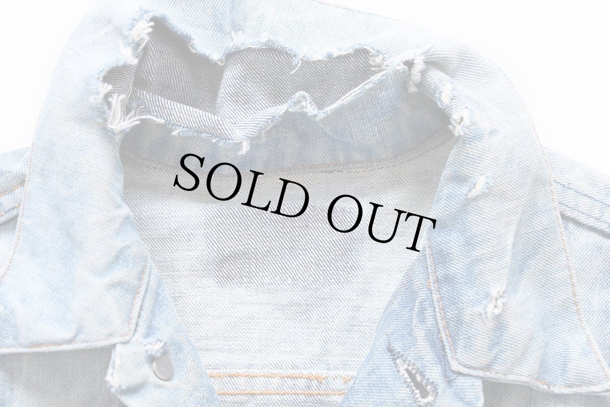 画像5: 60s USA製 LEVI'Sリーバイス 70505 BIGE ブリーチ加工&ダメージ デニムジャケット (5)