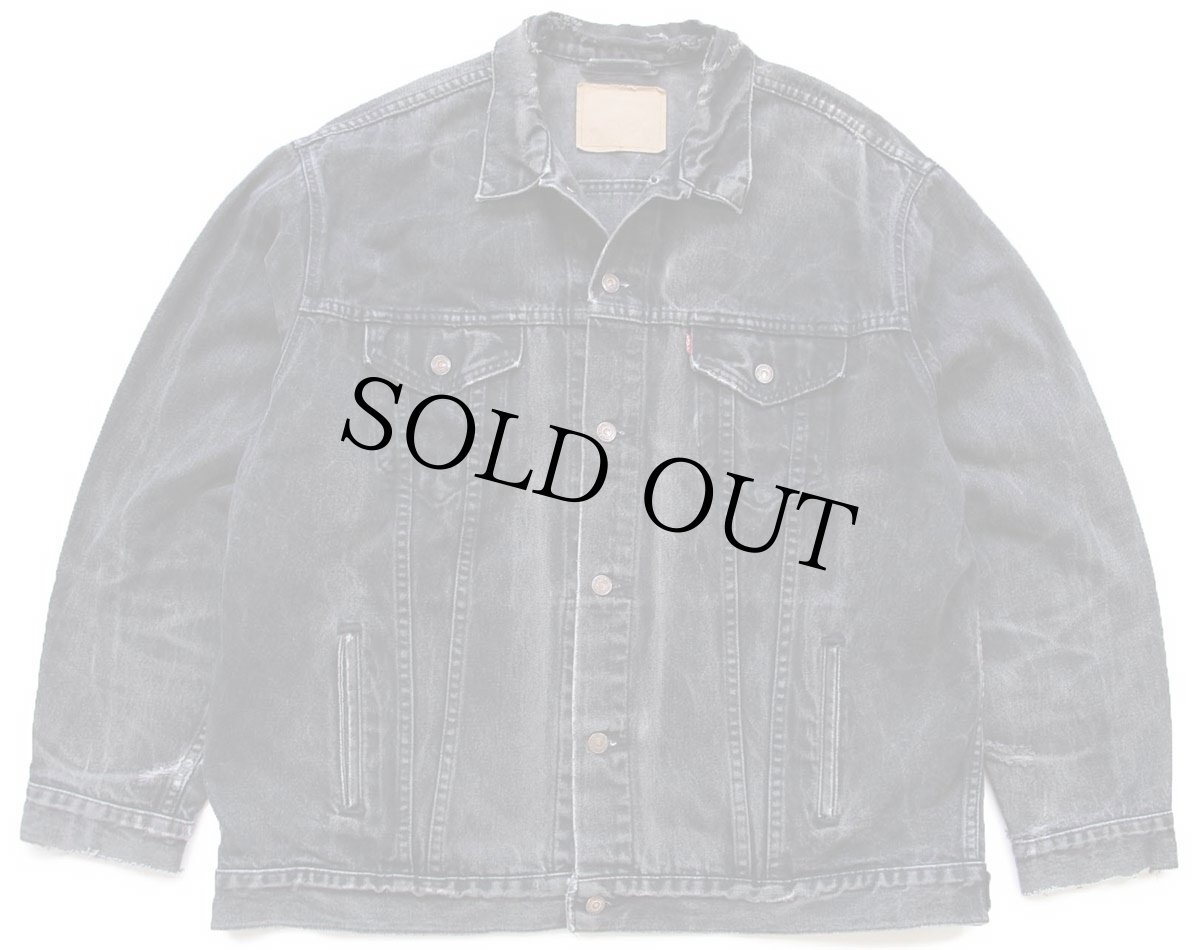 画像1: 90s USA製 Levi'sリーバイス 70507 ブラック デニムジャケット 4ポケット ボロ 特大 (1)