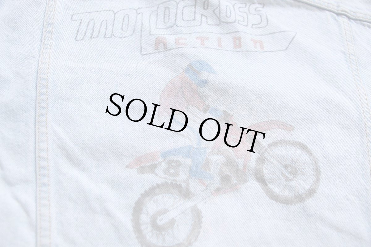 画像3: 80s USA製 Levi'sリーバイス 70507 MOTOCROSS ACTION モトクロス チェッカーフラッグ ハンドペイント デニムジャケット M (3)
