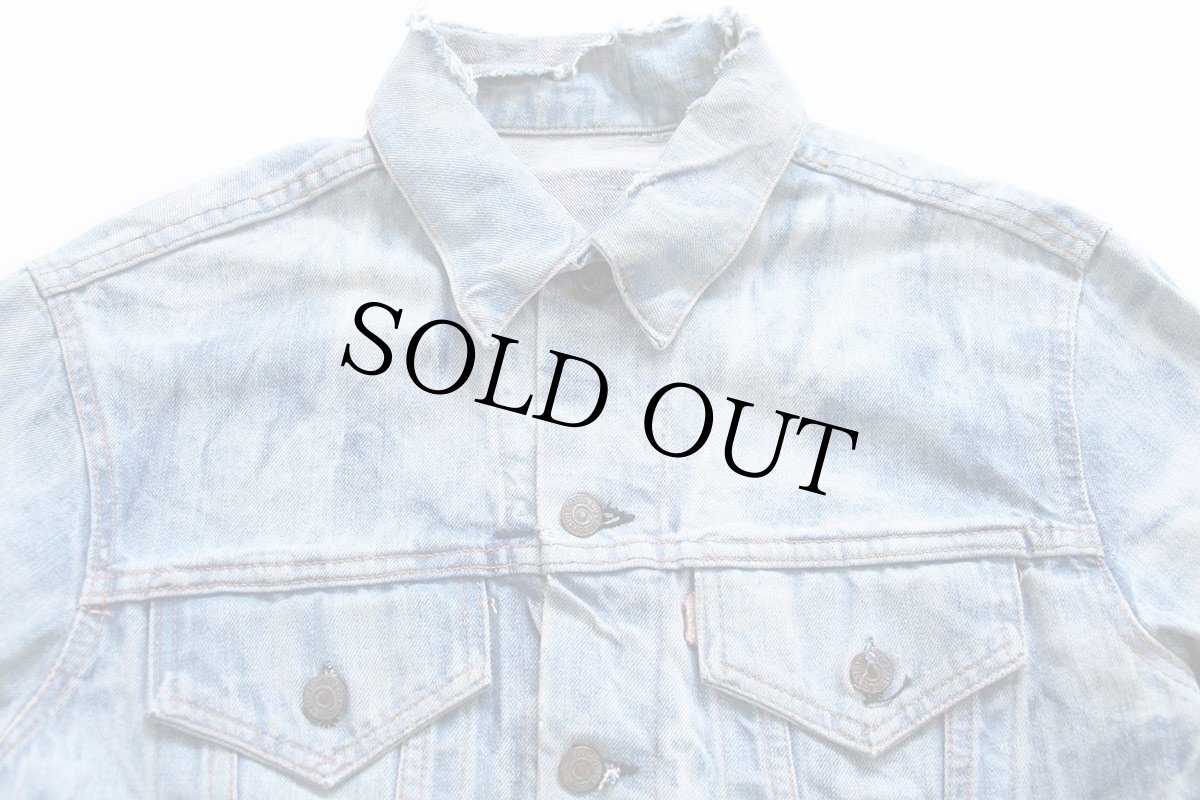 画像3: 60s USA製 LEVI'Sリーバイス 70505 BIGE ブリーチ加工&ダメージ デニムジャケット (3)