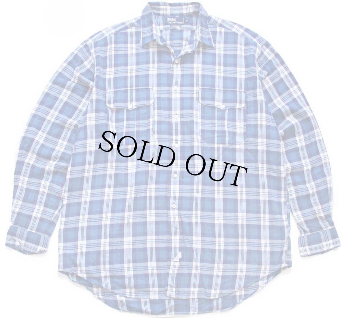 画像1: 90s ポロ ラルフローレン チェック コットンシャツ XL★85 特大 (1)