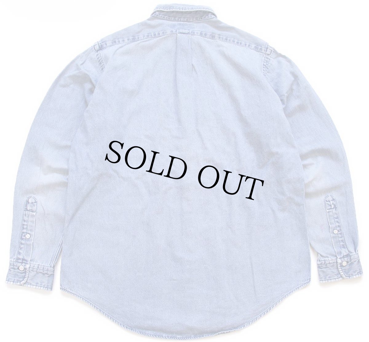 画像2: 90s ラルフローレン ワンポイント ボタンダウン デニムシャツ L (2)