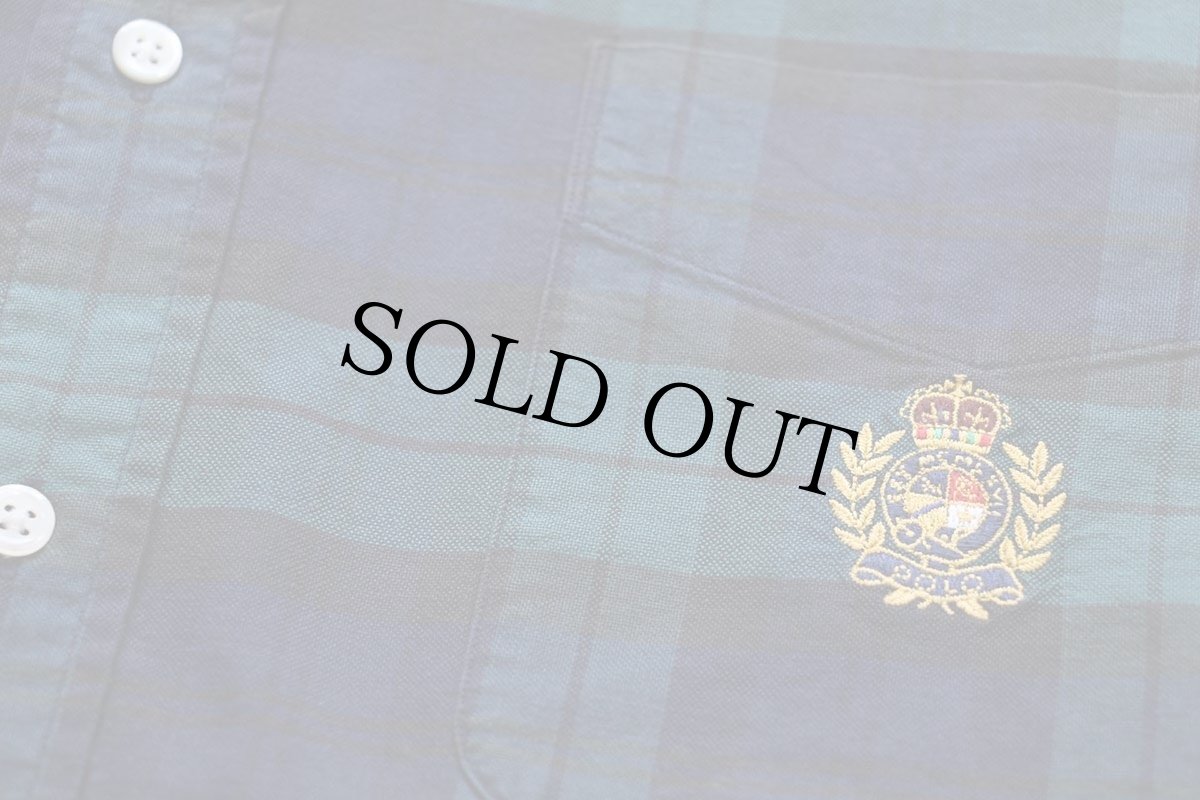 画像5: 90s ラルフローレン ロゴ刺繍 ブラックウォッチ タータンチェック ポケット付き ボタンダウン オックスフォード コットンシャツ XL★特大 (5)