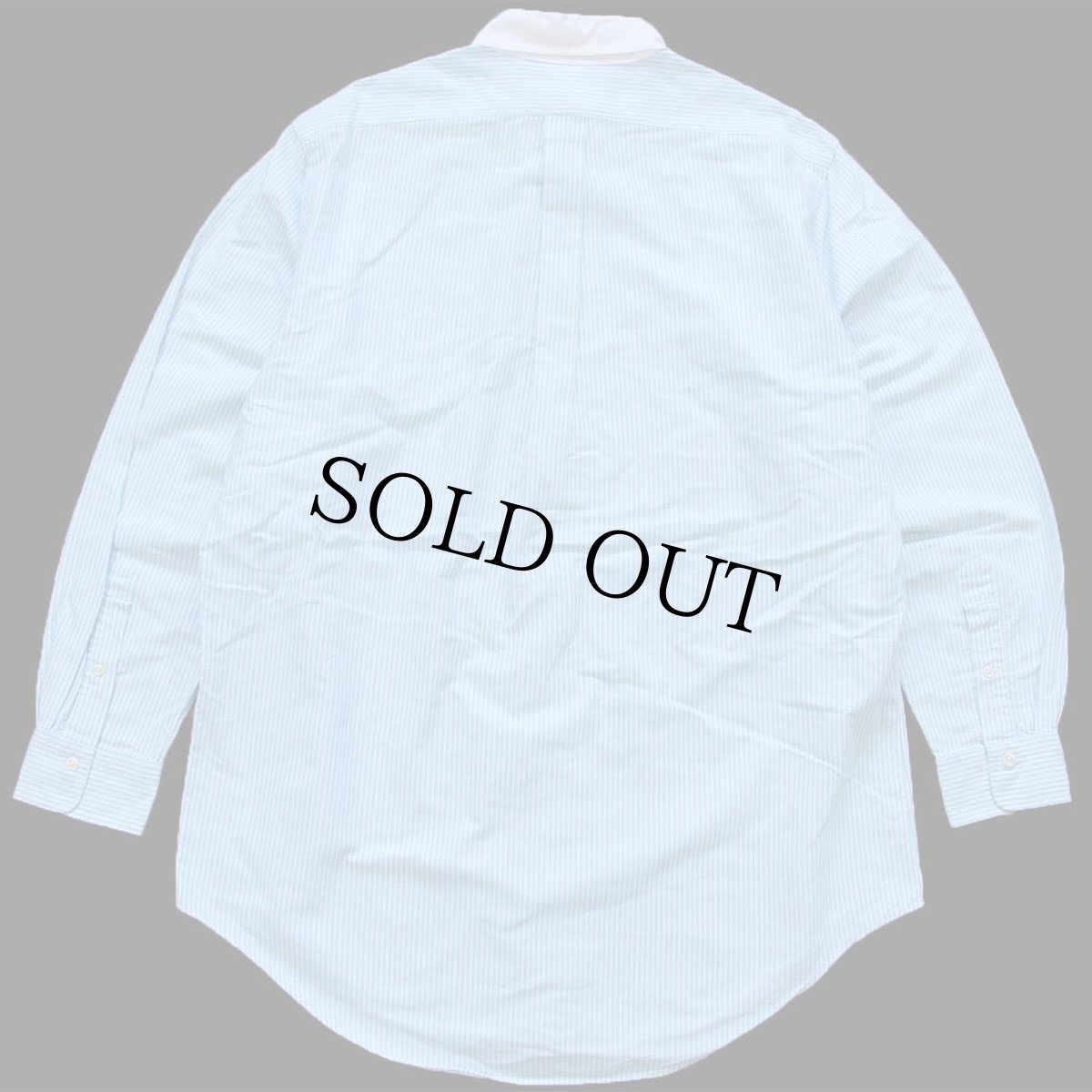 画像2: 90s ラルフローレン ストライプ ボタンダウン クレリック オックスフォード コットンシャツ 水色×白 16-34 (2)