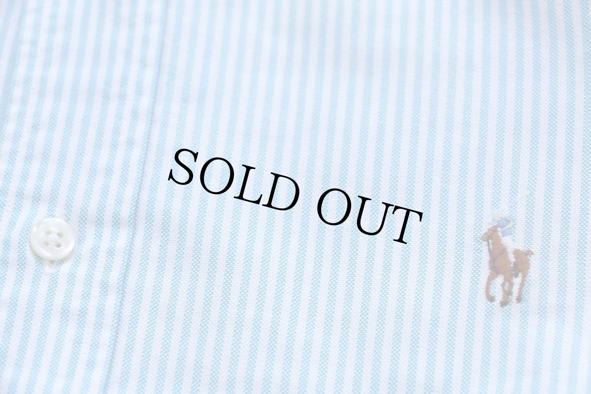 画像5: 90s ラルフローレン ストライプ ボタンダウン クレリック オックスフォード コットンシャツ 水色×白 16-34 (5)