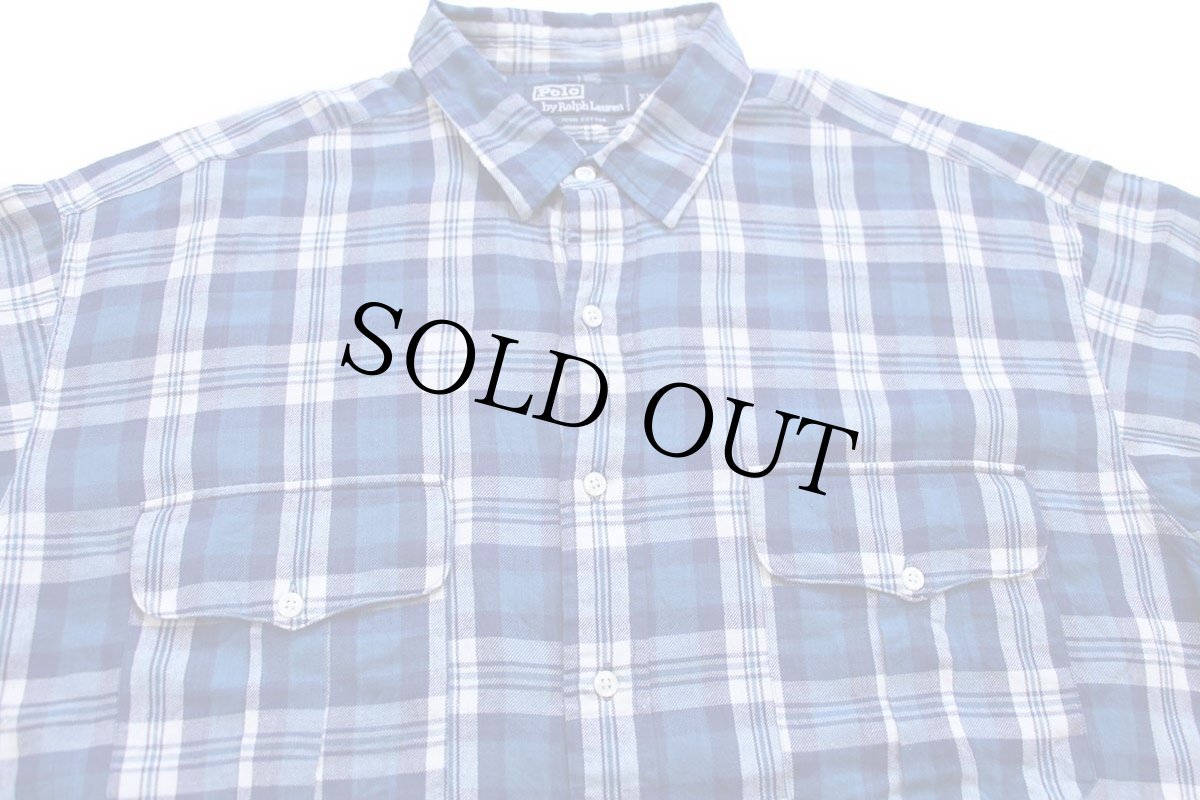 画像3: 90s ポロ ラルフローレン チェック コットンシャツ XL★85 特大 (3)