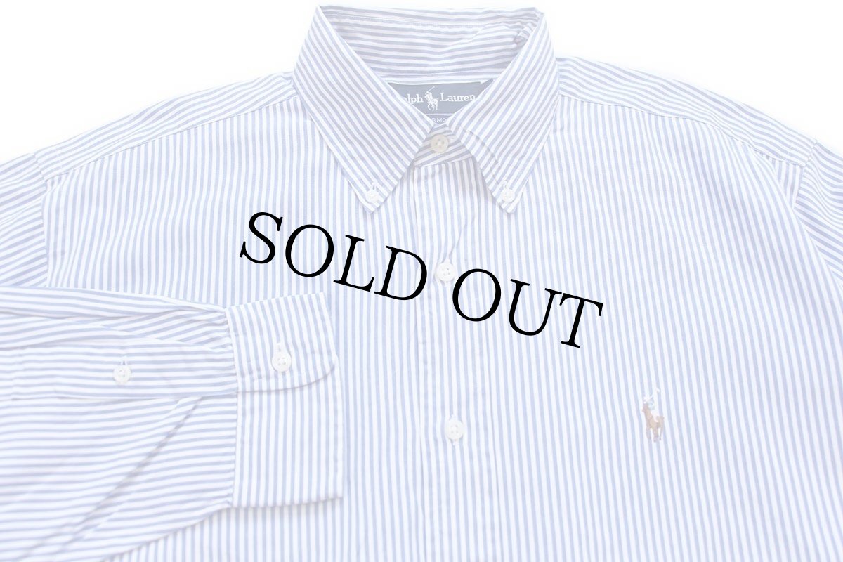 画像3: 90s ラルフローレン YARMOUTH ストライプ ボタンダウン ピンポイント オックスフォード コットンシャツ サックス×白 16 (3)