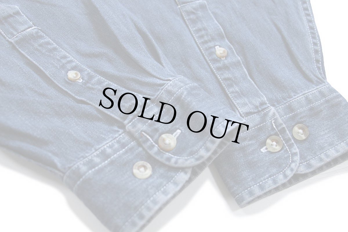 画像6: 90s EddieBauerエディーバウアー バンドカラー デニムシャツ XL (6)