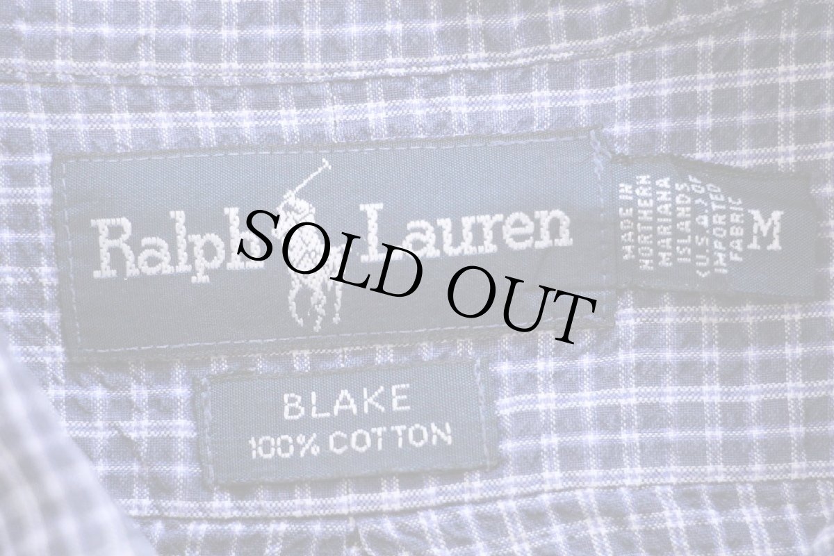 画像4: 00s ラルフローレン BLAKE チェック ボタンダウン 半袖 コットン シアサッカーシャツ M (4)