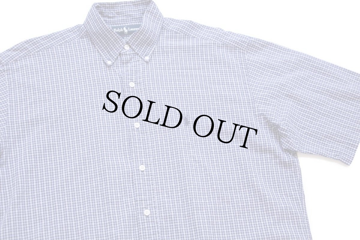 画像3: 00s ラルフローレン BLAKE チェック ボタンダウン 半袖 コットン シアサッカーシャツ M (3)