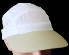 画像1: デッドストック★00s Mental ツートン ナイロン フィッシングキャップ 白×カーキ★B (1)