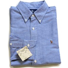 画像1: デッドストック★90s ラルフローレン The Big Oxford ワンポイント ボタンダウン オックスフォード コットンシャツ サックス 12 (1)