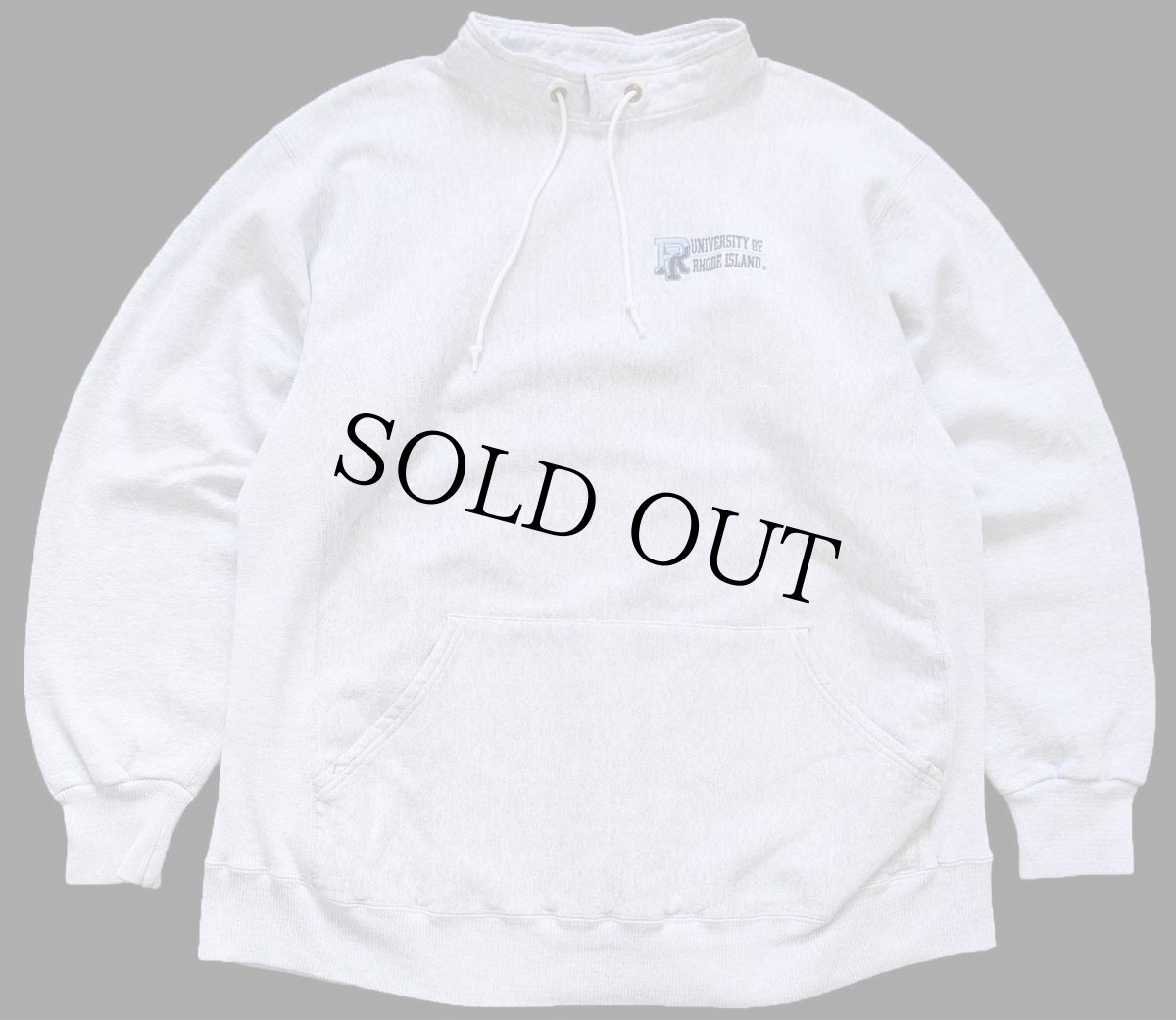 画像1: 90s USA製 Kellsport RHODE ISLAND 刺繍 スタンドカラー リバースウィーブ スウェット 杢グレー XXL★特大 (1)