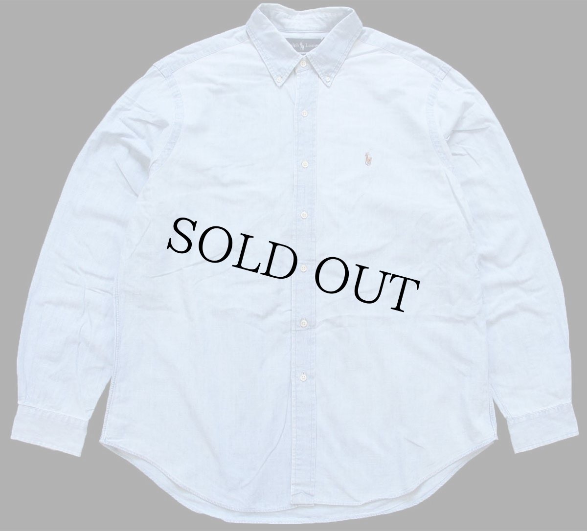 画像1: 00s ラルフローレン CLASSIC FIT ワンポイント 三点留め ボタンダウン コットン シャンブレーシャツ XL (1)