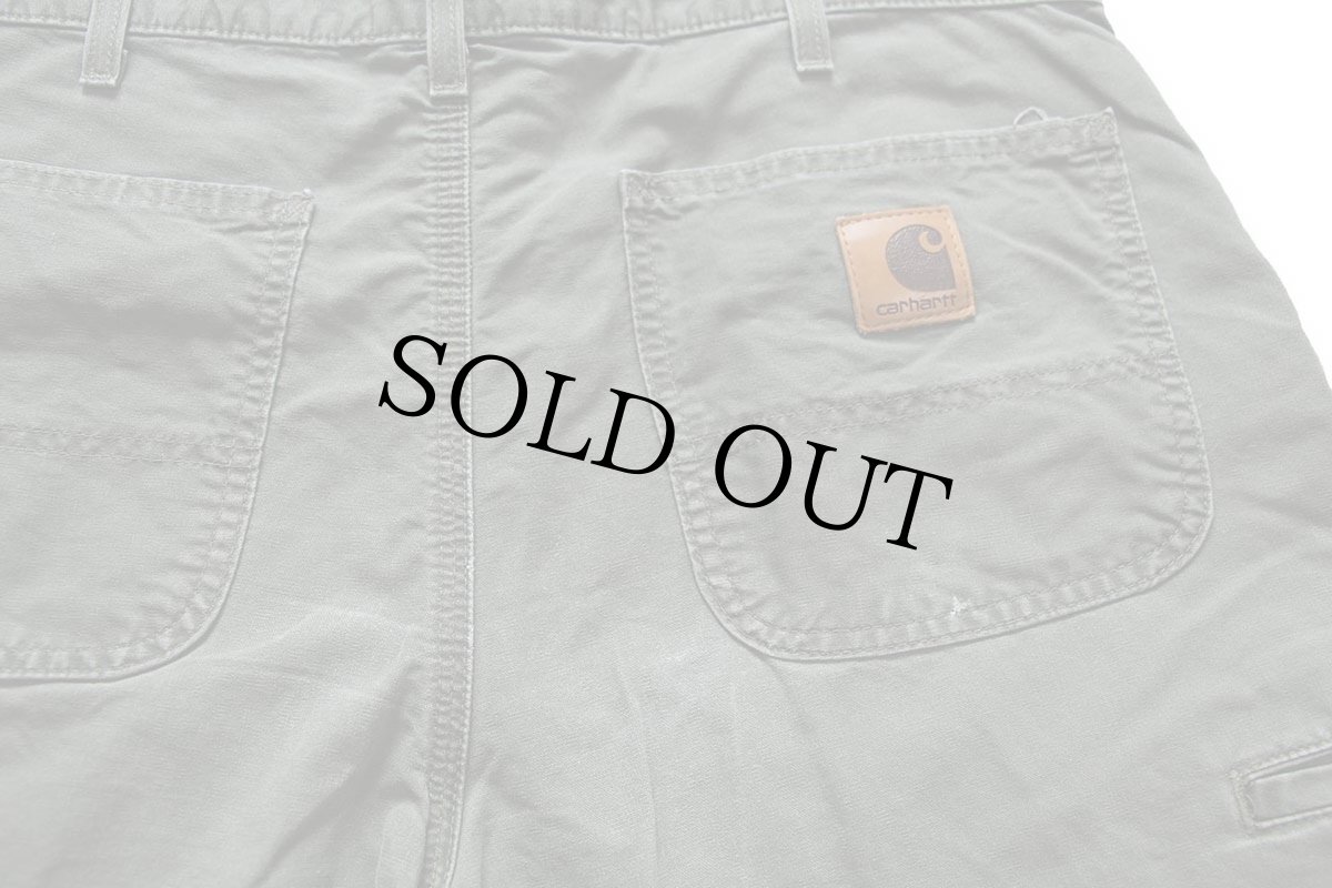 画像4: 00s メキシコ製 carharttカーハート ライトダック地 ペインター ショートパンツ オリーブ 34★B ショーツ (4)