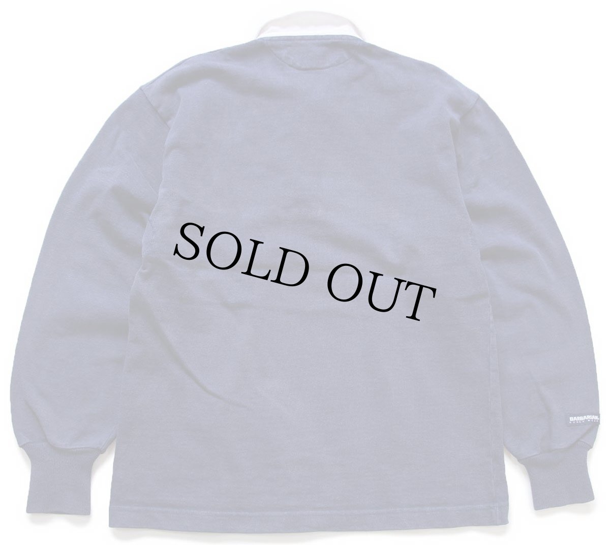 画像2: 90s カナダ製 BARBARIANバーバリアン Cal Maritime R.U.F.C. Fantome 1927 1998 刺繍 コットン ラガーシャツ 紺 フェード M (2)