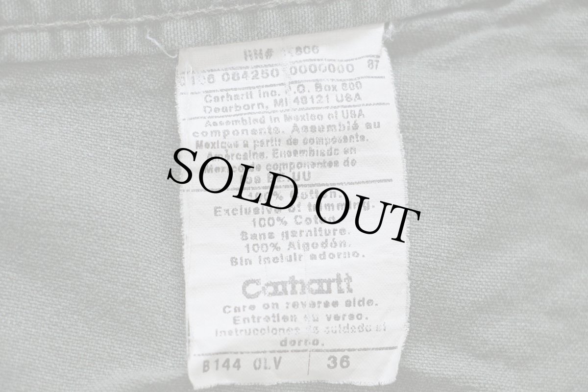 画像4: 00s メキシコ製 carharttカーハート ライトダック地 ペインター ショートパンツ オリーブ 36★A ショーツ (4)