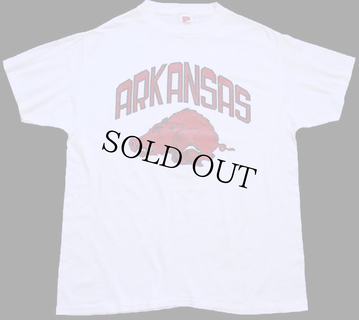 画像2: 80s USA製 ARKANSAS イノシシ 89 ナンバリング フェルトプリント コットンTシャツ 白 XL (2)