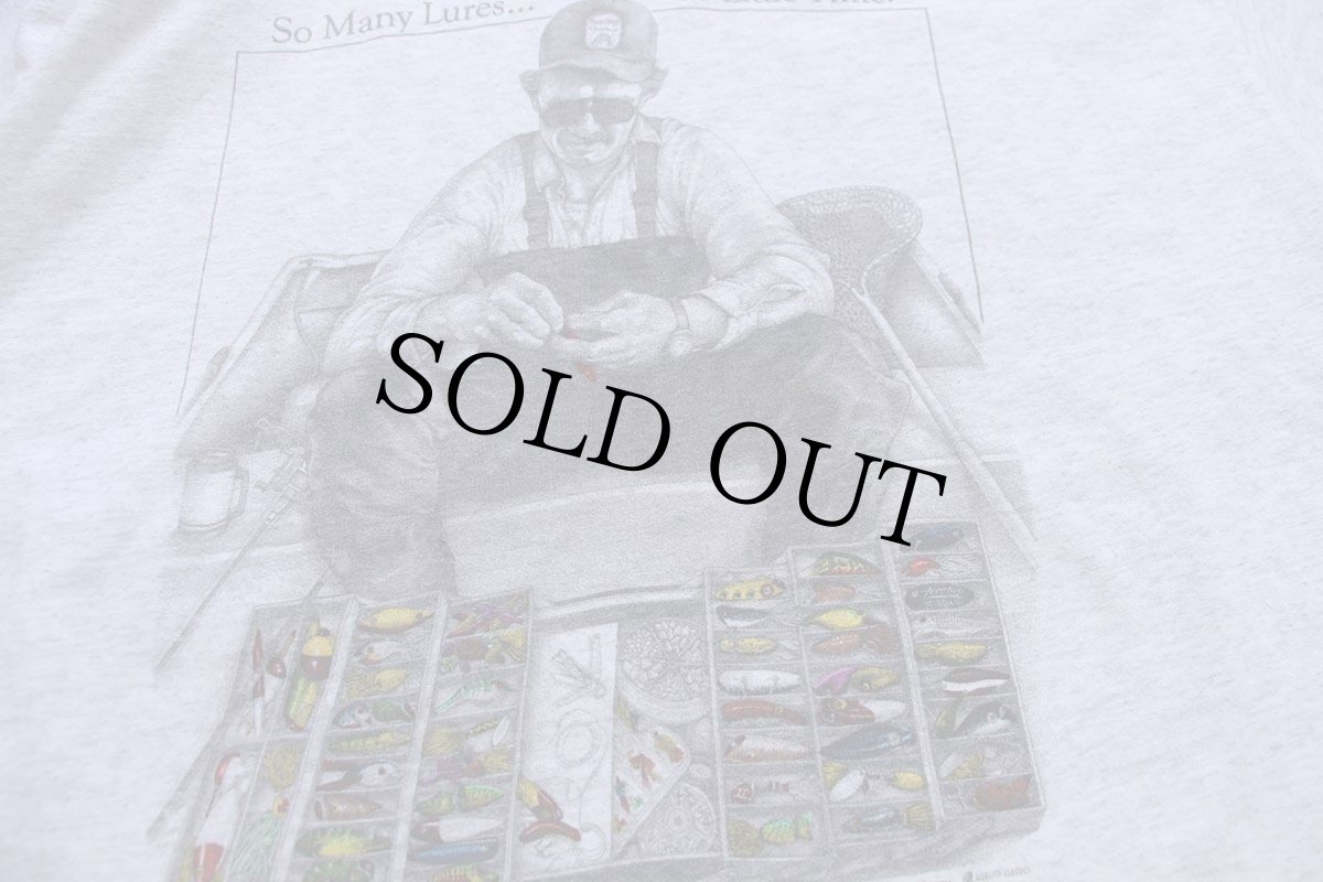 画像4: 90s USA製 So Many Lures... So Little Time. ルアー フィッシング アート コットンTシャツ 杢ライトグレー XL (4)