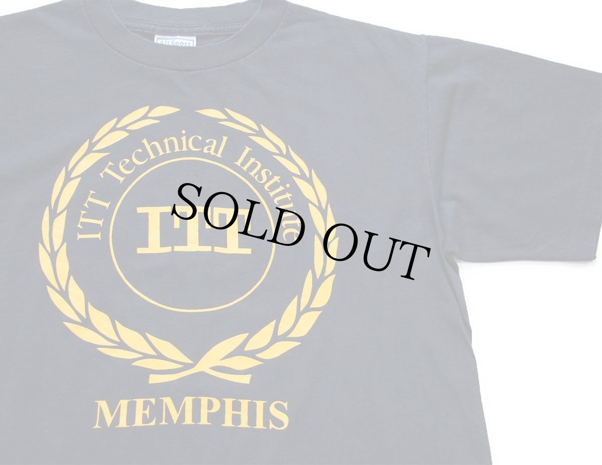 画像3: 90s USA製 ITT Technical Institute MEMPHIS サックス 両面プリント コットンTシャツ 黒 M (3)