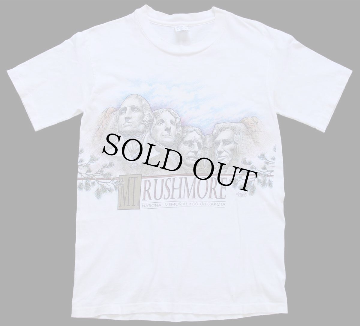 画像2: 90s USA製 MT.RUSHMORE アート コットンTシャツ 白 S (2)