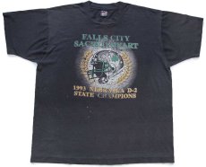 画像2: 90s USA製 FALLS CITY SACRED HEART アメフト 両面プリント Tシャツ 黒 フェード XL (2)