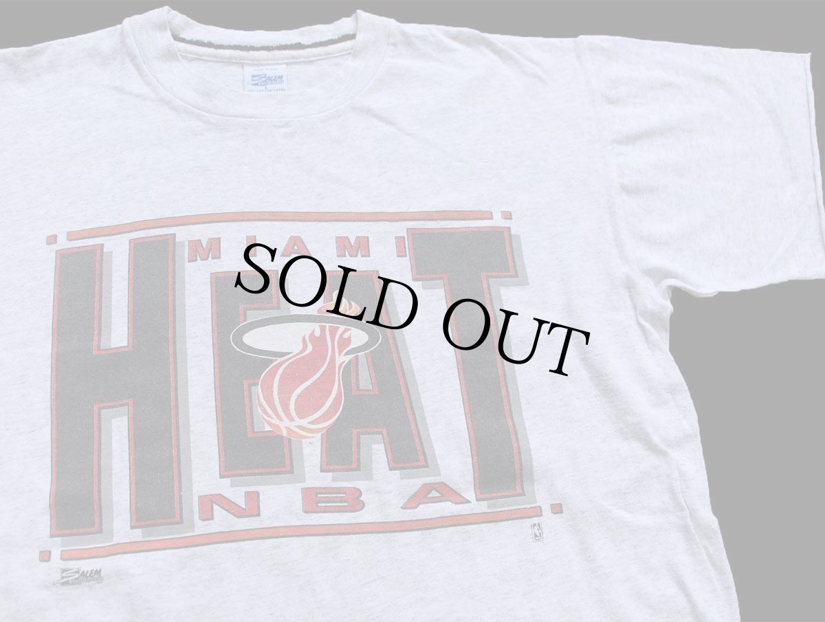 画像1: 90s USA製 SALEM NBA MIAMI HEAT コットンTシャツ 杢ライトグレー L (1)