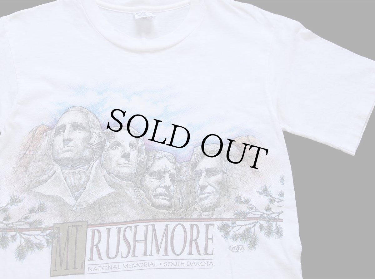 画像1: 90s USA製 MT.RUSHMORE アート コットンTシャツ 白 S (1)