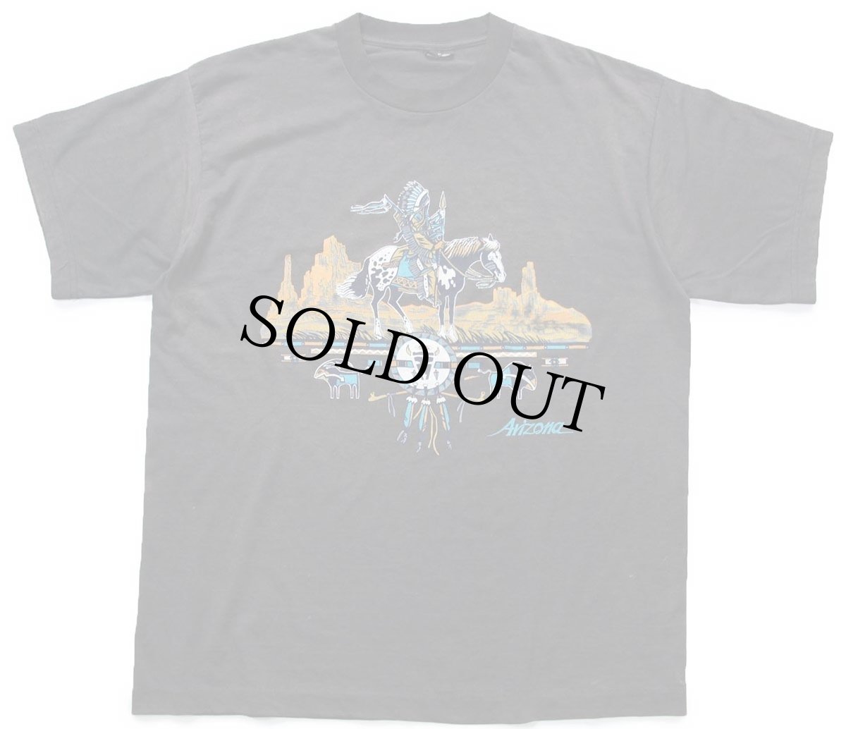 画像2: 90s USA製 Arizona インディアン ネイティブ柄 アート Tシャツ 黒 フェード XL (2)