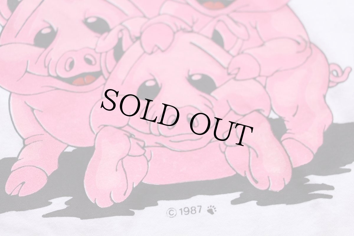 画像4: 80s USA製 World Series of Drag Racing '87 ピッグ イラスト Tシャツ 白 S (4)