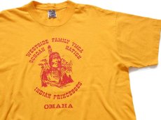 画像1: 90s USA製 WESTSIDE FAMILY YMCA OMAHA INDIAN PRINCESSES インディアン Tシャツ 濃黄 XL (1)