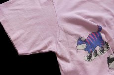 画像6: 90s USA製 Destin Florida キャット イラスト 両面プリント コットンTシャツ ピンク L (6)