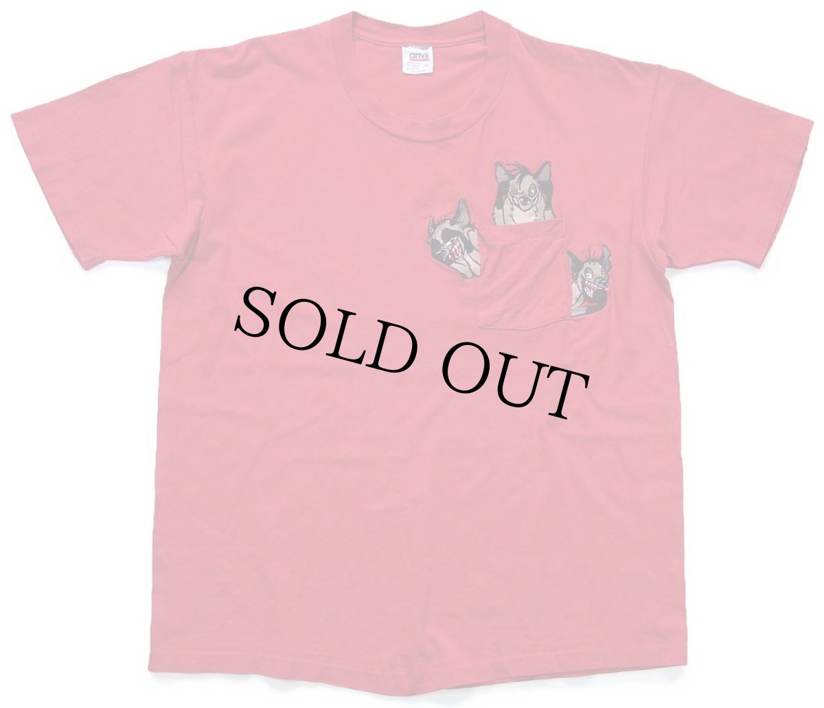 画像2: 90s USA製 THE LION KING ライオンキング シェンジ 刺繍 ポケット付き コットンTシャツ 赤 XL (2)