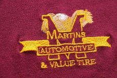 画像4: 90s USA製 MARTINS AUTOMOTIVE & VALUE TIRE 刺繍 ヘンリーネック Tシャツ バーガンディ XXL★特大 (4)