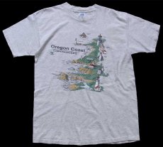 画像2: 90s USA製 Oregon Coast LIGHTHOUSES 灯台 アート コットンTシャツ オートミール L (2)