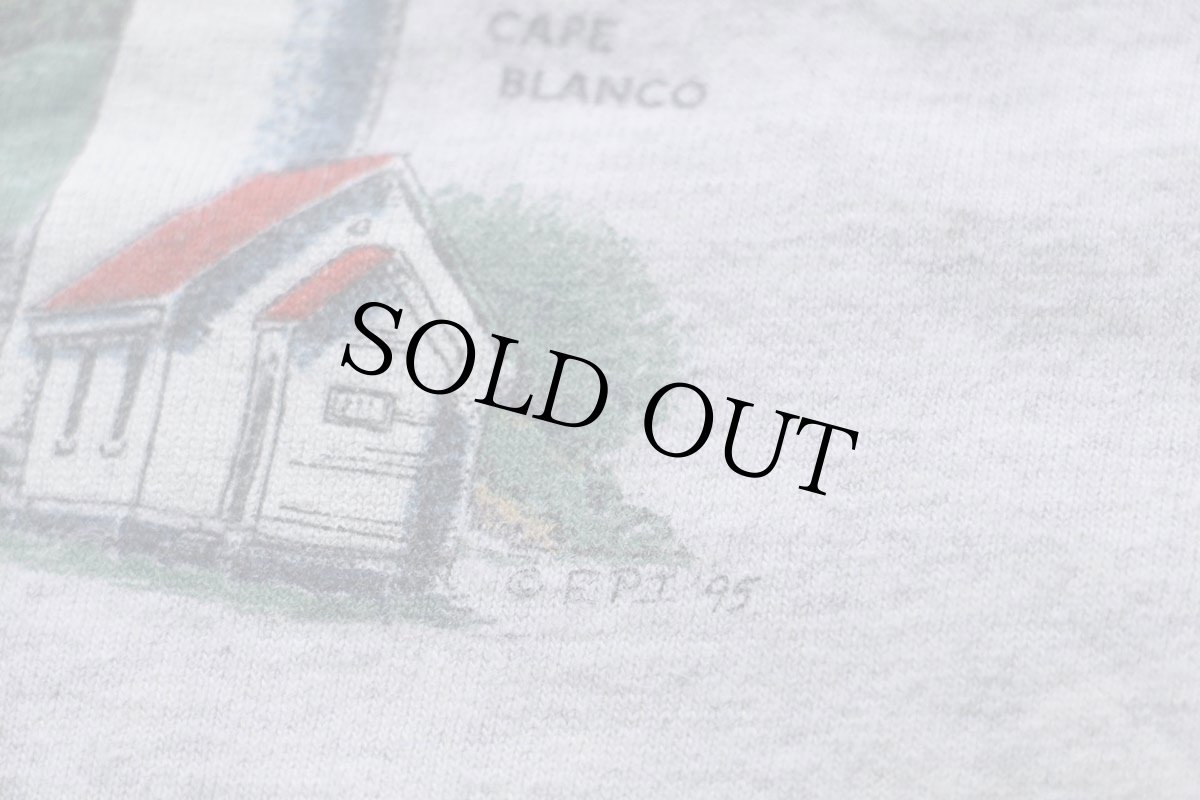 画像5: 90s USA製 Oregon Coast LIGHTHOUSES 灯台 アート コットンTシャツ オートミール L (5)