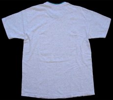 画像3: 90s USA製 Cape Hatteras NC シェル アート レイヤードネック&スリーブ コットンTシャツ 杢ライトグレー×グリーン L (3)