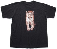 画像2: 90s BORN TO BE WILD LINDA MAUSICH パンサー アート コットンTシャツ 黒 (2)