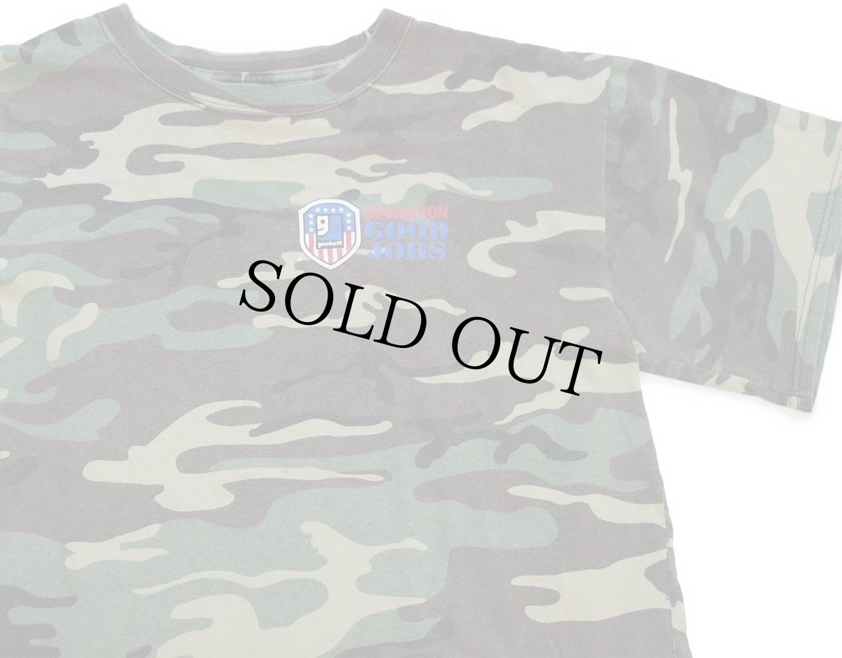 画像1: 00s USA製 goodwill OPERATION GOOD JOBS ウッドランドカモ コットンTシャツ L (1)
