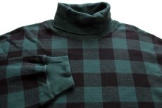画像4: 80s USA製 POLO COUNTRY ポロ カントリー ラルフローレン バッファローチェック タートルネック コットン カットソー 緑×黒 L (4)