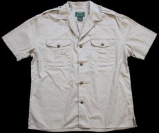 画像1: 80s POLO COUNTRY ポロ カントリー ラルフローレン 半袖 コットンツイルシャツ カーキ L (1)