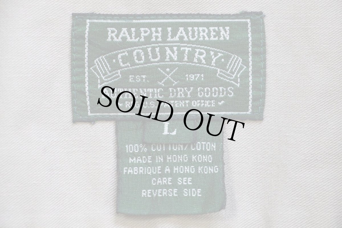 画像5: 80s POLO COUNTRY ポロ カントリー ラルフローレン 半袖 コットンツイルシャツ カーキ L (5)