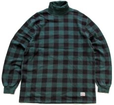 画像2: 80s USA製 POLO COUNTRY ポロ カントリー ラルフローレン バッファローチェック タートルネック コットン カットソー 緑×黒 L (2)