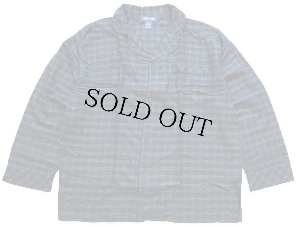 画像5: デッドストック★00s CHEROKEE ブラックウォッチ タータンチェック ライトネル パジャマ シャツ&パンツ セット XL (5)